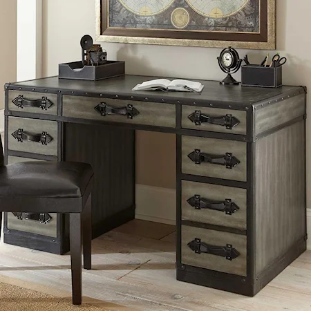 Double Pedestal Desk with 9 Drawers